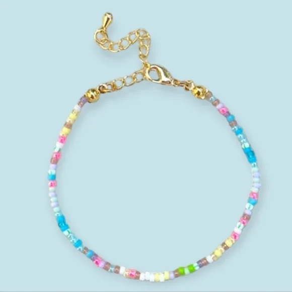 New Goldplated Beaded Bracelet Multicolor Bead Bracelet Colorful Bead Bracelet - Picture 1 of 4